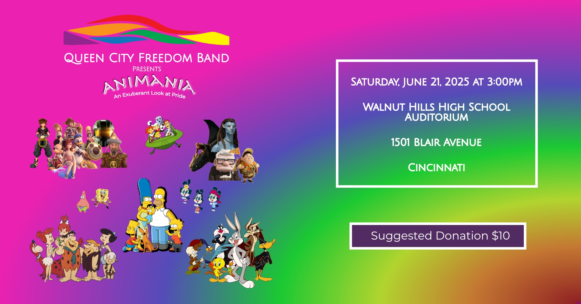 Animania: An Exuberant Look at Pride, Saturday, June 21, 2025, at 3pm at Walnut Hills High School Auditorium, 1501 Blair Ave, $10 donation suggested